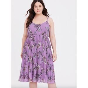 Torrid Sleeveless V-Neck Floral Chiffon Midi Dress Size 2X Bloomcore Coquette